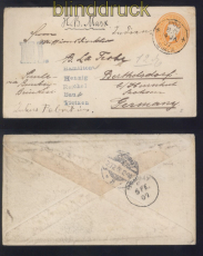 Indien GSU 2 Anna 6 Pence Poo 14.1.1907 Simla nach Deutschland (49875)