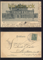 Dresden sw-AK knigl. Hoftheater und Knig Johann Denkmal 1900 (d8200)
