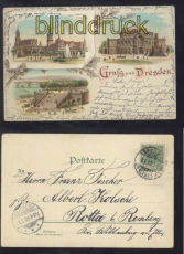 Dresden farb-Litho-AK Gruss aus ..... drei Ansichten 1899 (d8211)