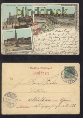 Dresden farb-Litho-AK Gru aus .... drei Ansichten 1896 (d8221)