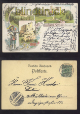 Burg Kynast farb-Litho-AK Gruss von der Burg Kynast 1898 (d8257)