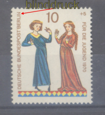 Berlin Mi # 354 I postfrisch Jugend 1970 Plattenfehler (50125)