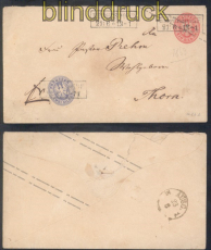 Preussen Ganzsachenumschlag 26 A + # 17 Heidersdorf/Schlesien nach Thorn (50176)