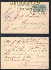 dt. Reich Mi # 46 aa auf GSK Hamburg 12.4.1890 nach London gepr. Zenker (50221)