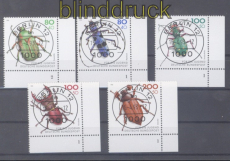 Bund Mi # 1666/70 gestempelt Eckrand Formnummern Jugend 1993 (50324)