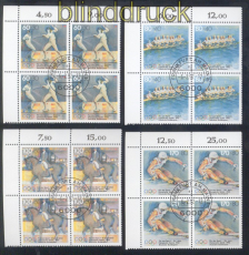 Bund Mi # 1592/95 gestempelter Eckrand-4er-Block oben links Fr den Sport (50335)