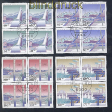 Bund Mi # 1650/53 gestempelte 4er-Blcke Sportmarken 1993 (50339)