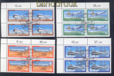 Berlin Mi # 617/20 gestempelte Eckrand-4er-Blcke Jugend 1980 Flugzeuge (50347)