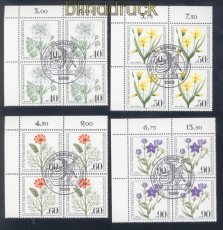 Berlin Mi # 629/32 gestempelte Eckrand-4er-Blcke Wohlfahrt 1980 Kruter (50350)