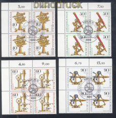 Berlin Mi # 641/44 gestempelte Eckrand-4er-Blcke Wohlfahrt 1981 Instrum (50355)