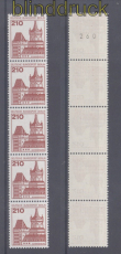Berlin Mi # 589 R postfrischer 5er-Streifen Burgen & Schl�sser (50358)