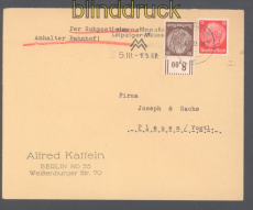 dt. Reich Berlin Rohrbrief Mi # 518 OR W und 519 Leitvermerk 1939 (50391)