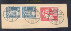 DDR Mi #  250 gestempelt mit Zusatzfrankatur auf Briefstck 60 Jahre 1. M(50492)