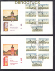 Berlin ATM 1987 Mi # 1 Versandstellensatz 1 kplt. 2 FDC Ersttagsbriefen (50474)