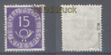 Bund Mi #  129 Z gestempelt 15 Pfennig Posthorn geprft Schlegel BPP (49987)