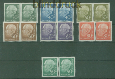 Bund Mi #  259/65 postfrisch Heuss II waagerechzte Paare (50969)