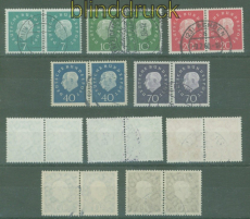 Bund Mi #  302/06 gestempelt Heuss III als waagerechte Paare (50977)