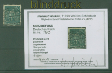dt. Reich Mi # 190 gestempelt 160 Pfg. Schnitter Wz. 2 Kurzbefund Winkler(50775)