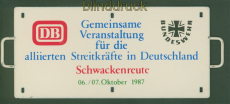 Eisenbahn Miniatur Zuglaufschild alliierte Streitkrfte Schwackenreute 19(51044)