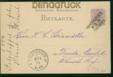 dt. Reich GSK Bahnpost Reichenbach - Dresden 1884 (51233)