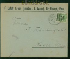 dt. Reich Inflationsbrief Bahnpost Mnster - Emden 1923 Firmenumschlag Gro-Hesepe, Ems (51257)