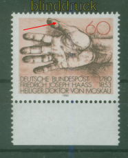 Bund Mi # 1056 I postfrisch Haass Plattenfehler Daumenlinie fehlend (51383)