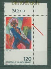 Bund Mi #  823 III postfrisch Kirchner Plattenfehler Strich am Rand (51382)