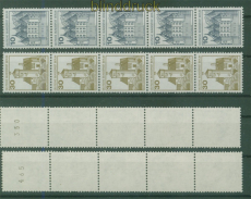 Berlin Mi # 532 II und 534 II R postfrischer 5er-Streifen Letterset (51342)