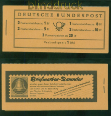 Bund Markenheftchen Mi #   4 Y I postfrisch Heuss Frhauflage (51185)