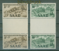 Saarland Mi # 262/63 ZS postfrisch Jugendherbergswerk mit Zwischensteg (51207)