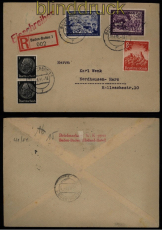 dt. Reich Mi # 778, 777, 755 und 512 (2) MiF R-Brief Baden-Baden 1941 (51508)