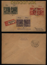 SBZ Mi #  87/89 B (2) Paare vom Oberrand R-Brief Halle 19.3.1946 Hamburg (51716)