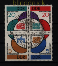 DDR Mi #  901/04 4er-Block Sonderstempel Weltfestspiele der Jugend (51588)