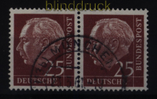 Bund Mi #  186 x gestempelt waagerechtes Paar 25 Pfg. Heuss (51921)