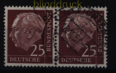Bund Mi #  186 x gestempelt waagerechtes Paar 25 Pfg. Heuss (51922)