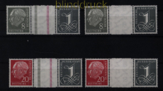 Bund Zusammendruck Mi # WZ 15 a I X, 15 b X, 16 a I X und 16 b X postfrisch Heuss (51926)