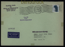 Bund Mi # 1448 EF auf Luftpost-Blindensendung Lebach 15.2.1990 nach Berlin(51931