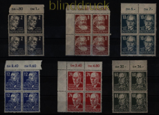 SBZ Mi # 212 a, 214 a, 215 a, 216, 220 und 225 b postfrische  4er-Blcke (51896)