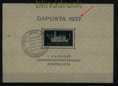 Danzig Mi # Block 1 PF I Sonderstempel Daposta 1937 Plattenfehler (51979)