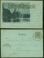 Leipzig Mondschein-AK Gruss aus Johannapark + Lutherkirche Bahnpost 1898 (d8393)