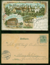Arbkethal farb-Lithi-AK Gruss aus dem Arbkethal 3 Absichten Bahnpost 1902(d8396)