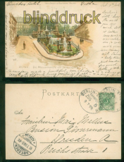 Gotha Litho-AK Wasserkunst am Schlossberg Bahnpost 1899 (d8404)