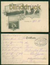 Tyrstrup sw-AK drei Ansichten Feldpost bahnpost 1915 (a2264)