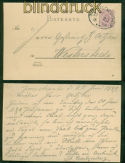 dt. Reich GSK 5 Pfennig Bahnpost Oldenburg-Neuschanz 1889 nach Westerstede(51291