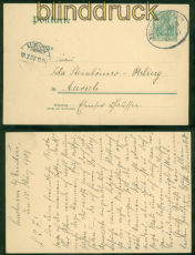 dt. Reich GSK 5 Pfennig mit Bahnpost Emden-Norddeich 1907 nach Aurich (51298)