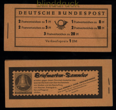 Bund Markenheftchen Mi #   4 Y I postfrisch Heuss Frhauflage (52160)