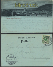 Sckingen Mondschein-AK Gruss aus Skkingen mit Rheinbrcke 1899 (d8422)