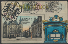 Bremen farb-AK Domsheide mit Gerichtsgebude und Post ungebraucht (d8427)
