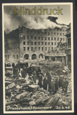 Hamburg sw-AK Pressehaus/Speersort 20.3.4945 ungebraucht (d8431)