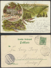 Forsthaus Ahrendsberg Litho-AK Gruss vom .... 1898 nach Braunschweig (d8446)